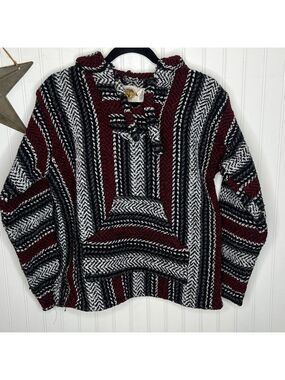 Earth Ragz Mexican Hoodie in Red, Black, and White Size Large